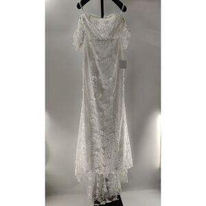 Lulus Magical Beginnings White 3D Floral Embroidered Maxi Dress M wedding event